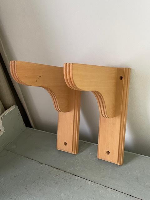 2 x houten console / wandsteun / steun voor boeken plank., Huis en Inrichting, Woonaccessoires | Wandplanken en Boekenplanken