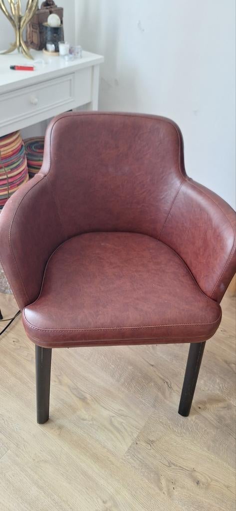 Satelliet Stoel - Bruin Leerlook - Zo goed als nieuw, Ophalen, Modern, Comfortabel, Bruin, Leer