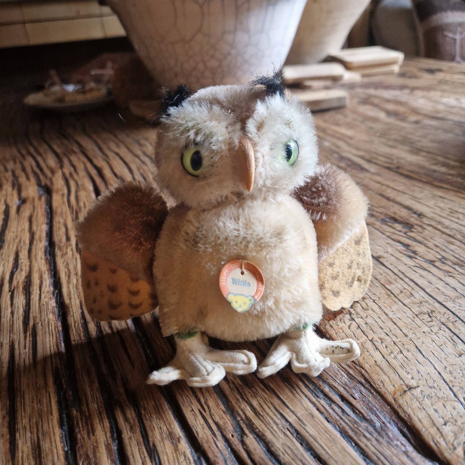 Steiff uiltje Wittie oud brocante pluchen speelgoed, Ophalen of Verzenden