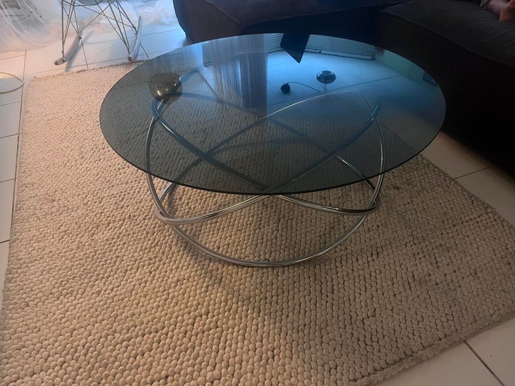 Vintage jaren ‘70 koffietafel – space age – perfecte staat, Ophalen, Rond, 50 tot 100 cm, Zo goed als nieuw