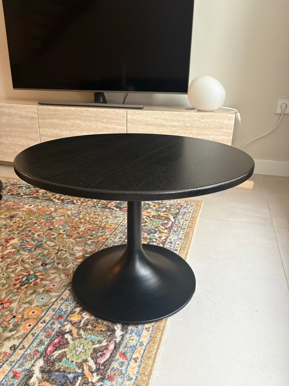 Zwarte salontafel, rond, 60 cm, lichte beschadiging, Huis en Inrichting, Ophalen, Gebruikt, Rond, 50 tot 100 cm