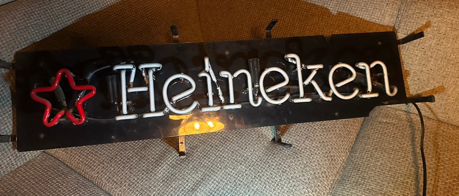 Vintage neon heineken lamp, Gebruikt, Overige fittingen, Glas, Vintage
