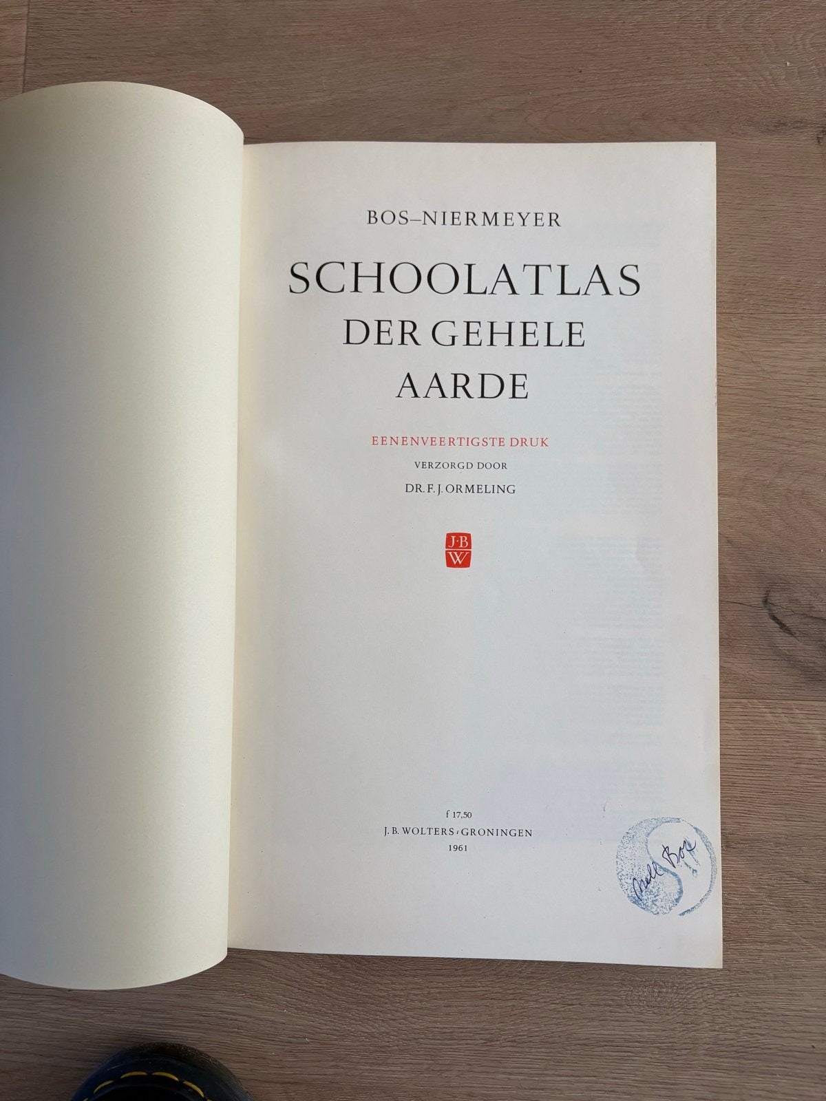 Bos-Niermeyer Schoolatlas der Gehele Aarde - 1961, Bosatlas, Ophalen of Verzenden, Zo goed als nieuw, 1800 tot 2000