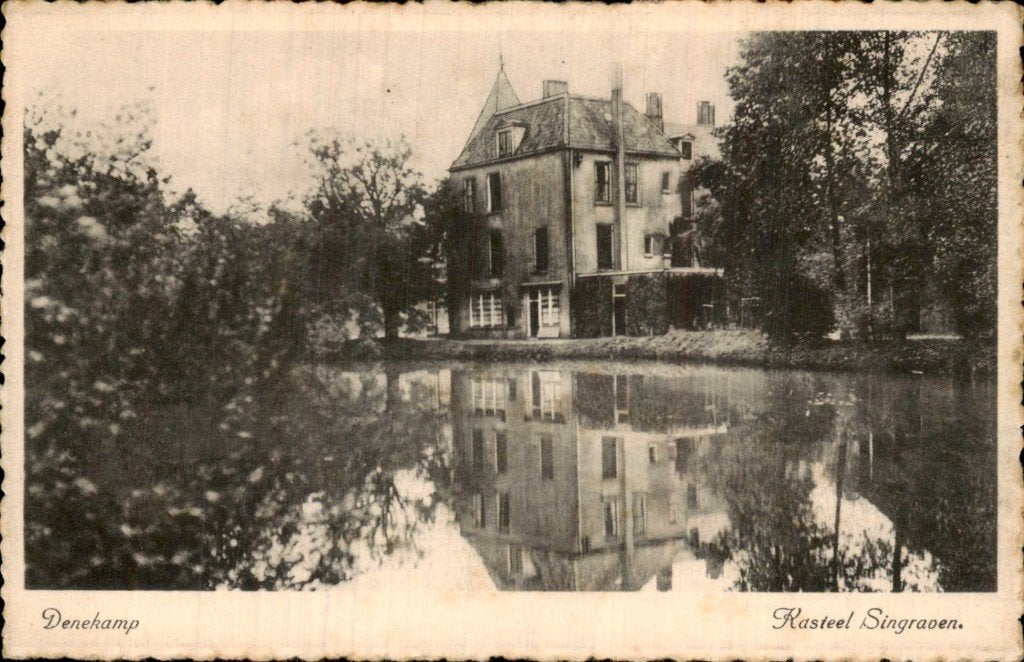 Denekamp - Kasteel Singraven - Gezicht aan vijver, Ophalen of Verzenden, 1920 tot 1940, Ongelopen, Overijssel