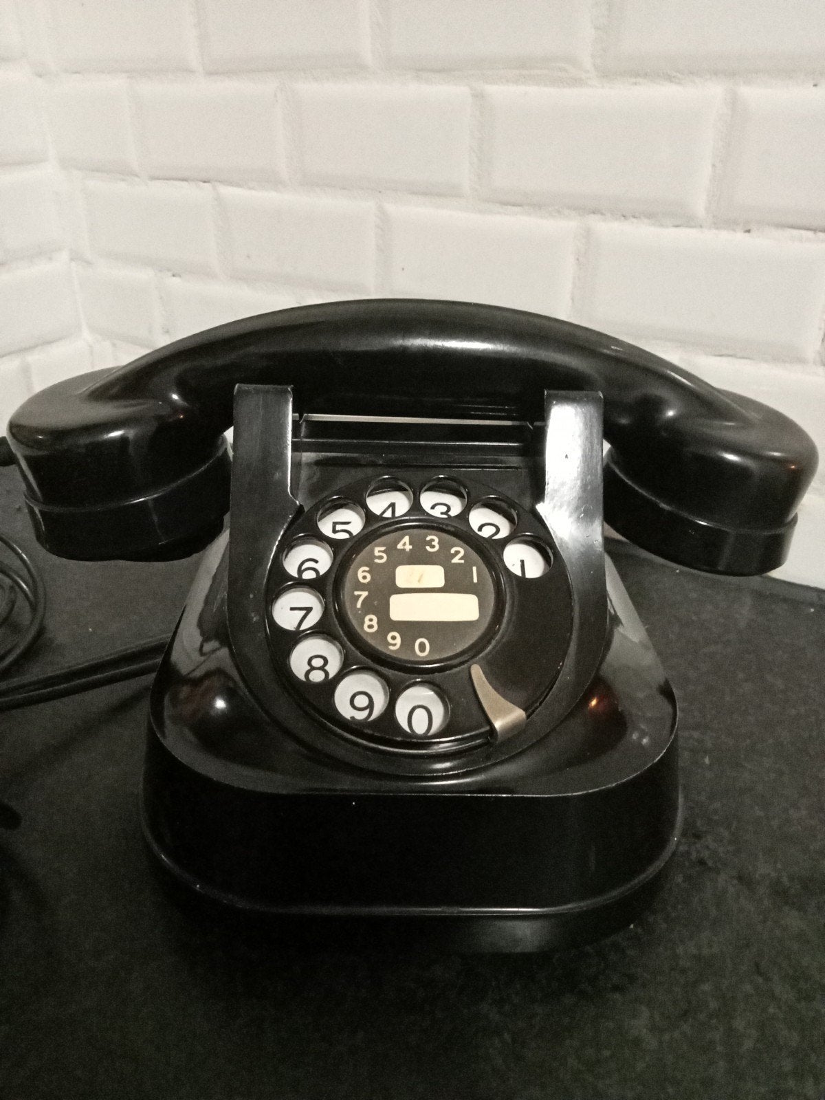Vintage Bakelieten Telefoon met Draaischijf - Antiek, Ophalen of Verzenden, Gebruikt, Bakeliet
