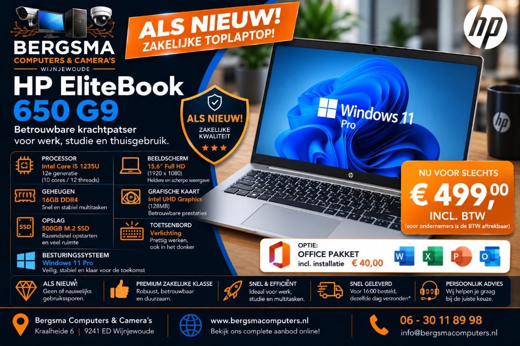 ALS NIEUW! HP ELITEBOOK 650 G9, Hp, 2 tot 3 Ghz, Zo goed als nieuw, SSD