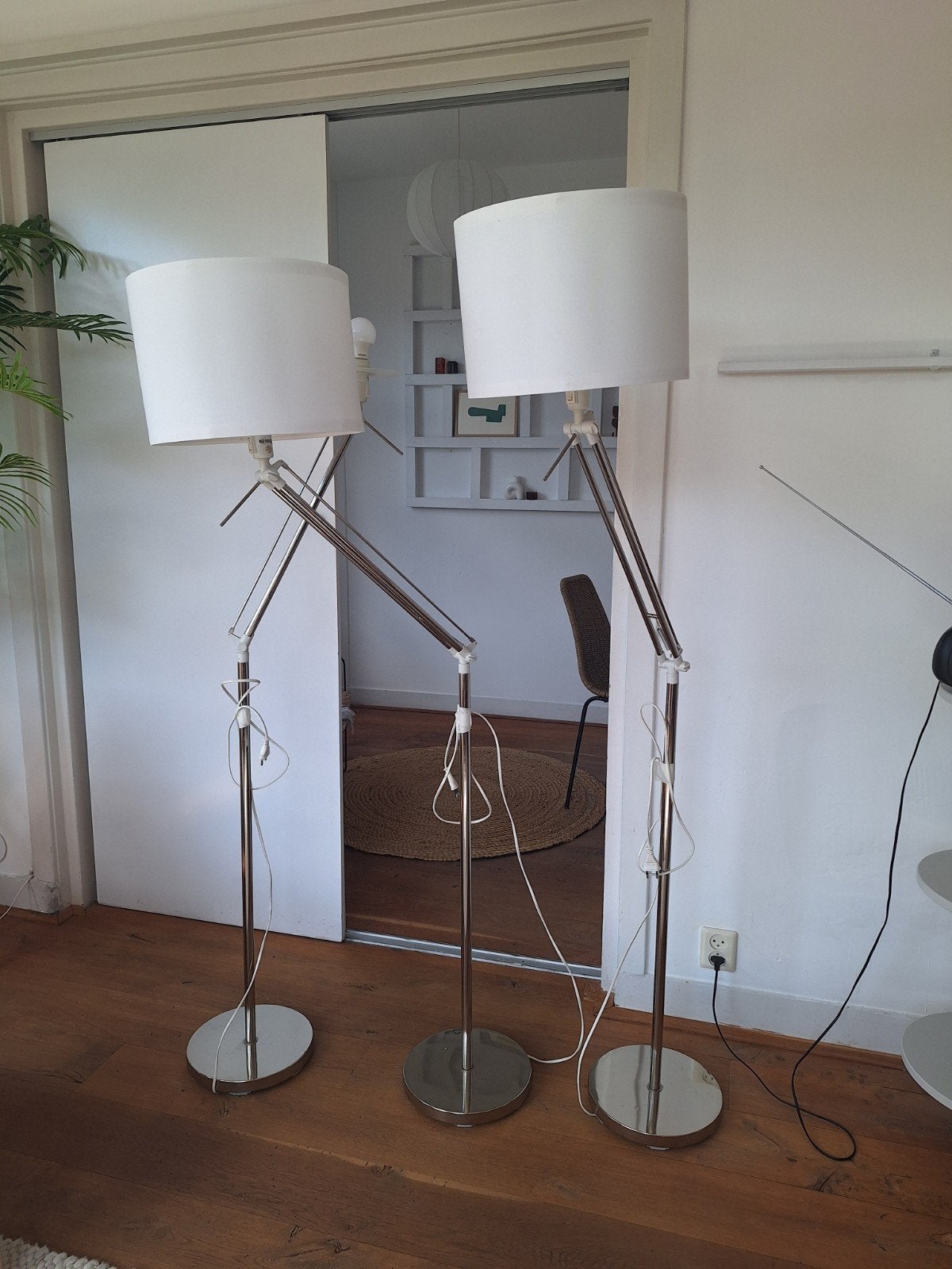 Set van 3 Ikea vloerlampen met verstelbare arm, Ophalen, Gebruikt, Metaal, E27 (groot)