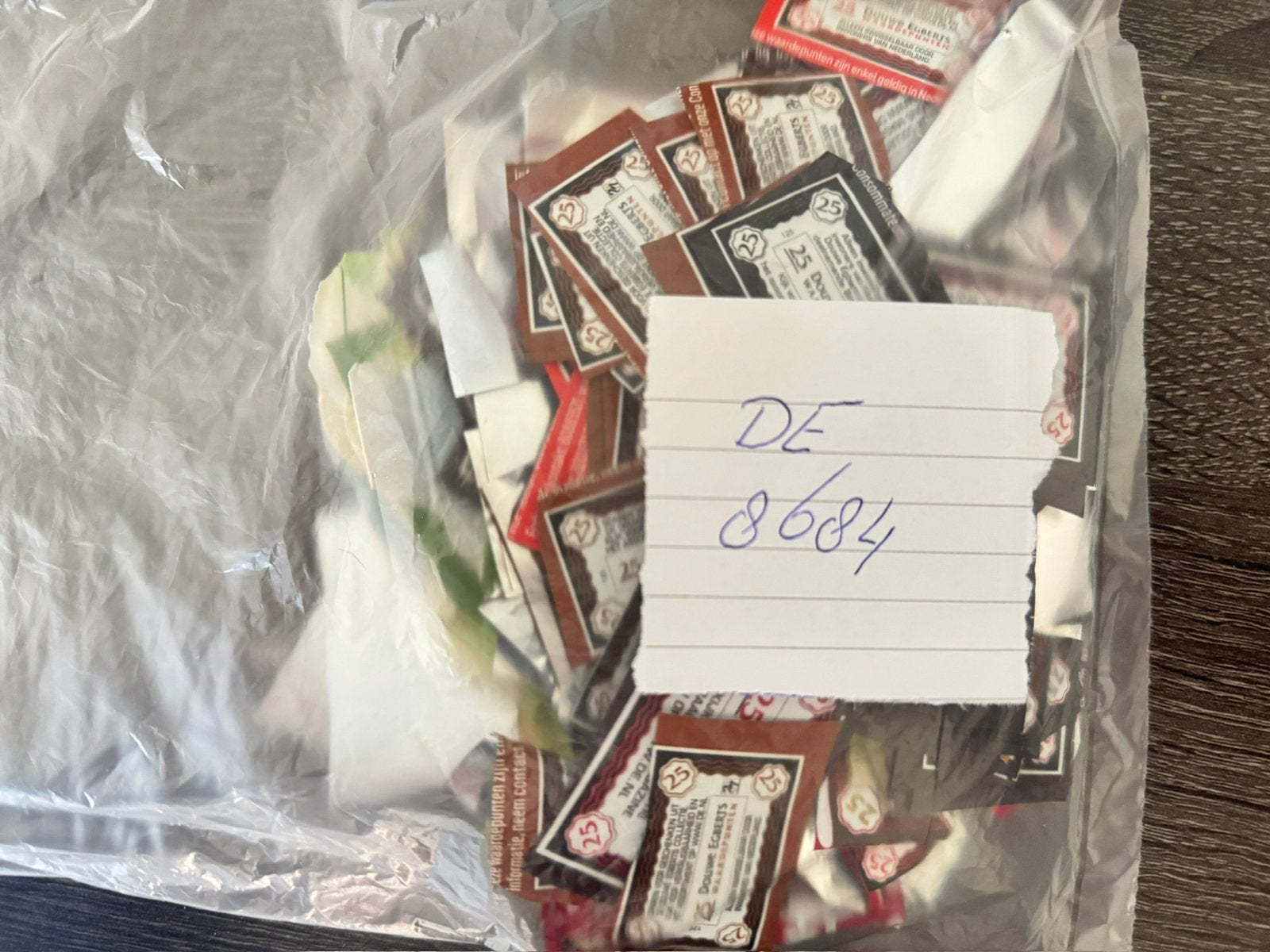 DE waarde punten, Ophalen, Koffie of Thee, Zegels, Bonnen of Punten
