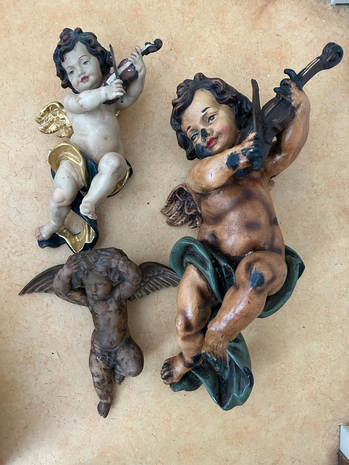 Set van 3  putti/engelen wanddecoraties, Ophalen, Wanddecoratie, 20 - 50 cm, Overige materialen