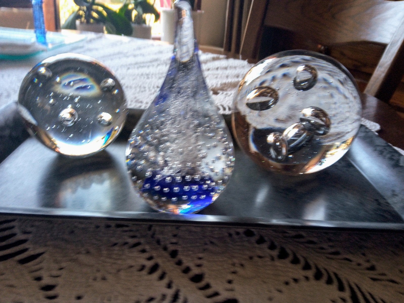 Drie Glazen Bollen LEERDAMS GLAS ZGAN !!!, Antiek en Kunst, Ophalen of Verzenden