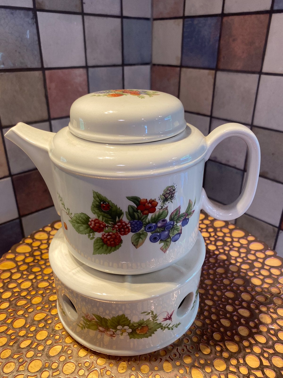 Marjolein Bastin,England,vintage theepot met waxine houder, Ophalen of Verzenden