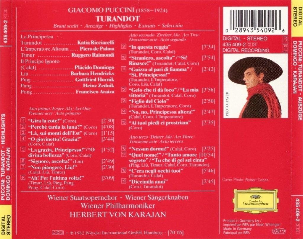 CD - Plácido Domingo - Puccini Turandot - 1982, Modernisme tot heden, Ophalen of Verzenden, Zo goed als nieuw, Album