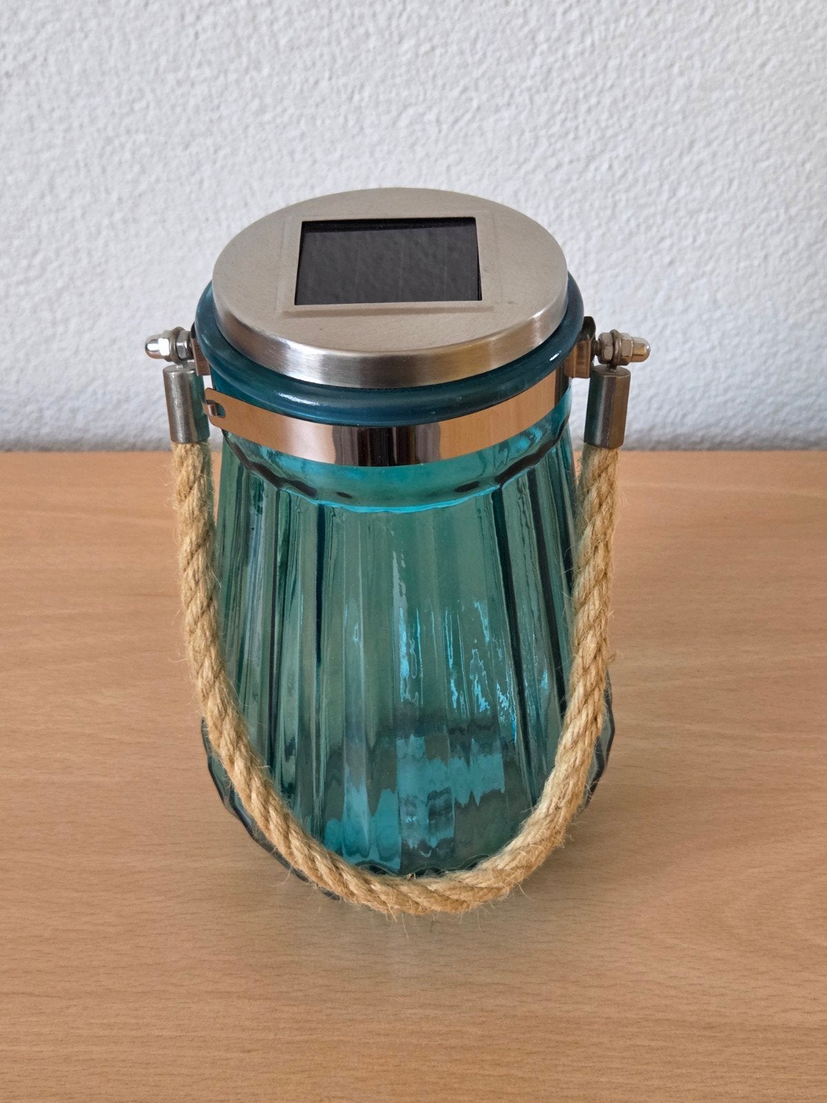 Glazen windlicht - 18 cm - blauw, Windlicht, Blauw, Overige merken, Ophalen of Verzenden