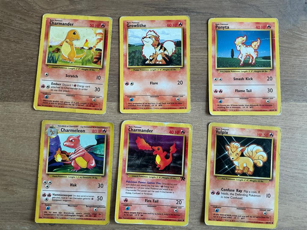 Pokémon kaarten set - Charmander, Growlithe, Ponyta, Charmel, Ophalen, Zo goed als nieuw, Meerdere kaarten