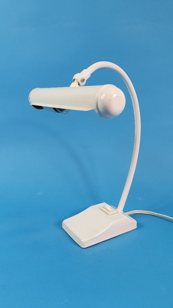 Vintage tafellamp, bureaulamp wit, metaal. 4A5, Tweedehands verkoop, Tweedehands verkoop, Gebruikt, Ophalen of Verzenden