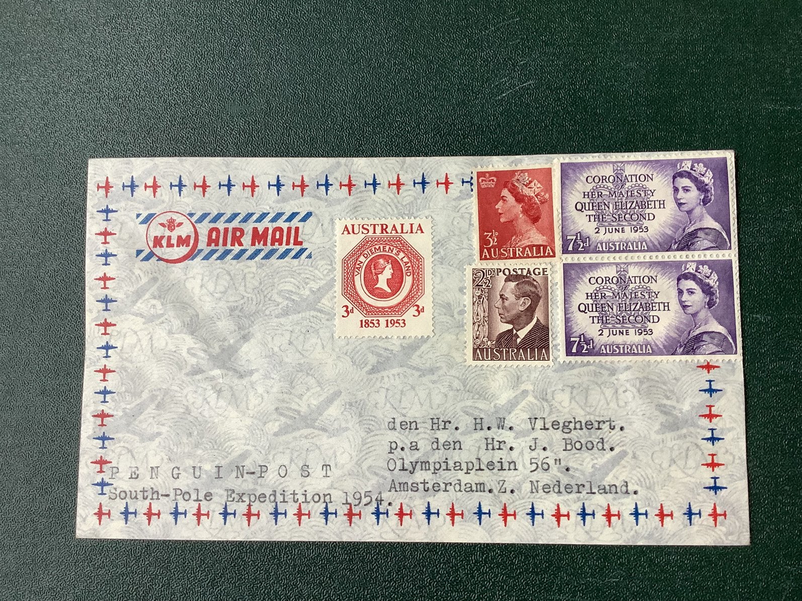 Luchtpost enveloppe.  KLM. Zegels australie, Postzegels en Munten, Brieven en Enveloppen | Buitenland, Ophalen of Verzenden, Envelop