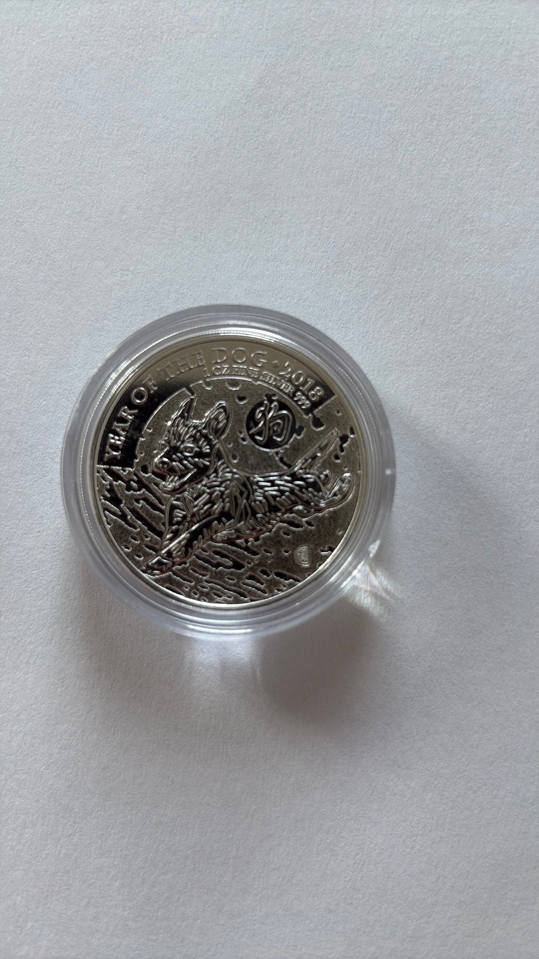 Year of the dog 2018 Lunar UK zilver 1 ounce, Ophalen of Verzenden, Zilver