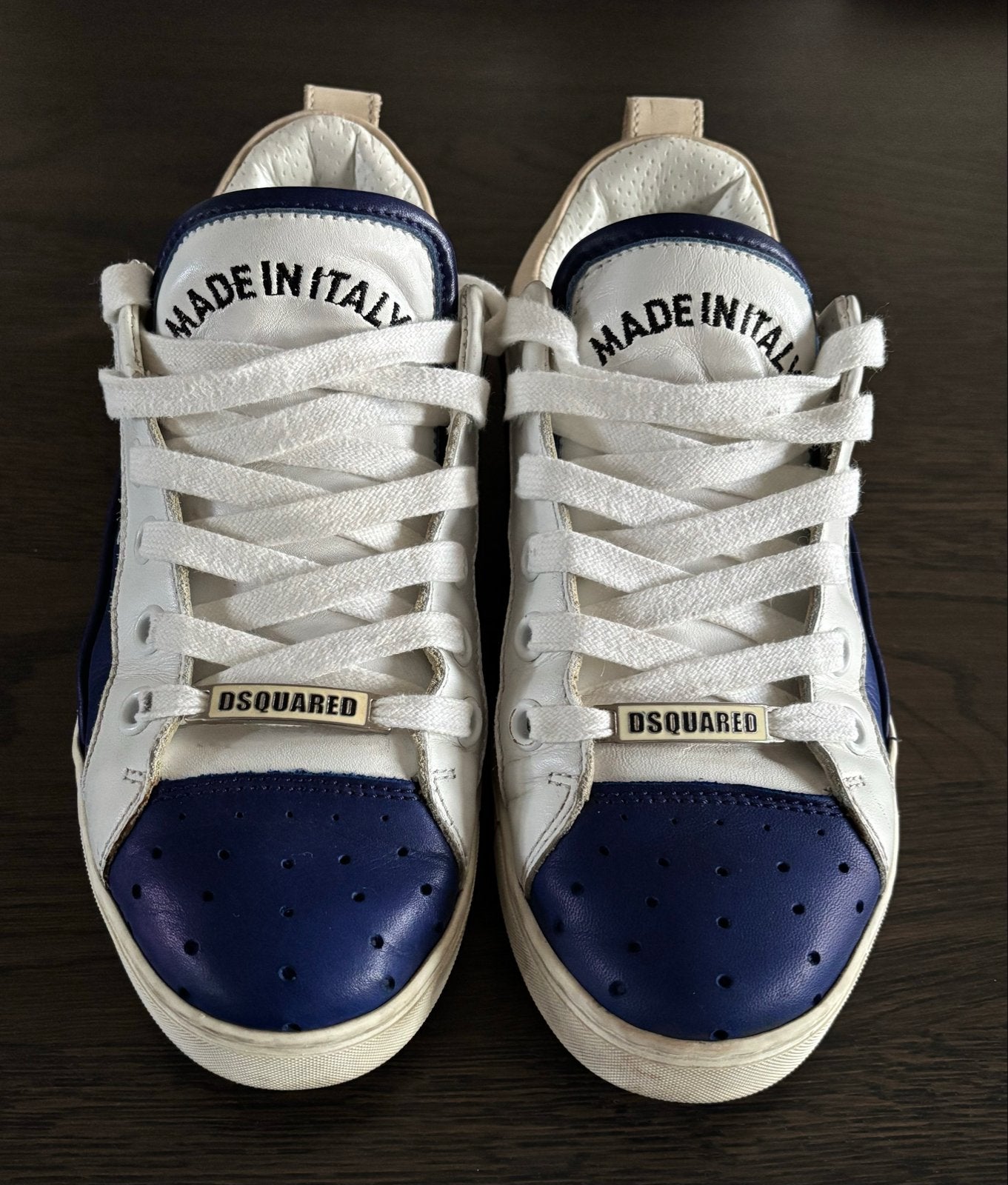 Dsquared2 sneakers, wit/blauw, maat 40, Ophalen of Verzenden, Gedragen, Wit, Sneakers of Gympen