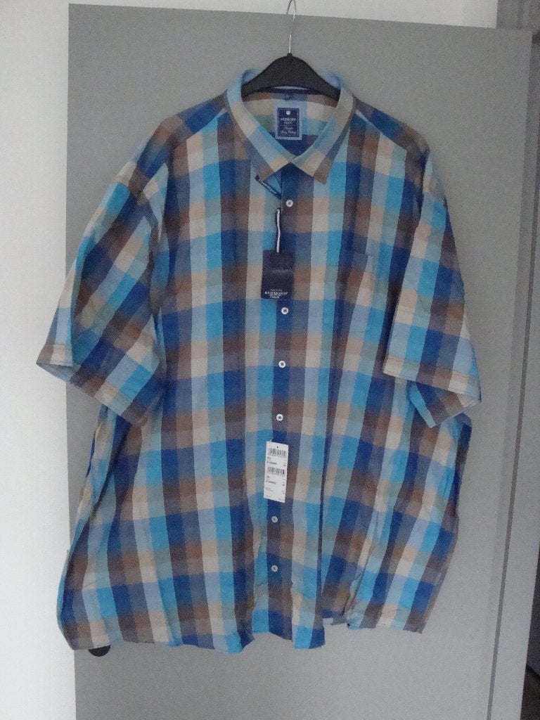 Maat 6XL. Nieuw geblokt REDMOND overhemd met korte mouwen., Overhemd, Meerkleurig, Nieuw, Ophalen of Verzenden