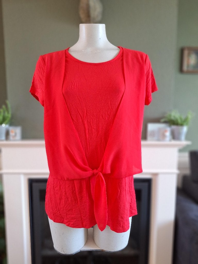 Taifun rood shirt top vest look 2 in 1 40, Kleding | Dames, Tops, Zo goed als nieuw, Maat 38/40 (M), Rood, Korte mouw, Verzenden