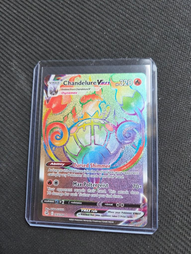 Chandelure Vmax 265 Fusion Strike, Ophalen of Verzenden, Zo goed als nieuw, Losse kaart, Foil