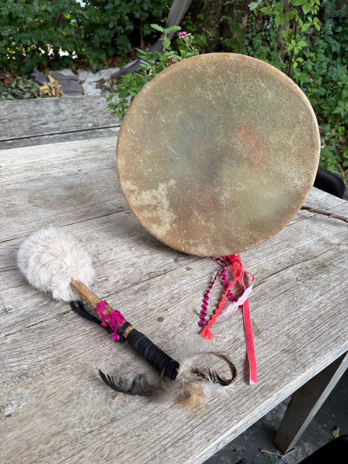 Sjamanendrum drum met klopper van waterbuffel, Muziek en Instrumenten, Ophalen of Verzenden, Zo goed als nieuw