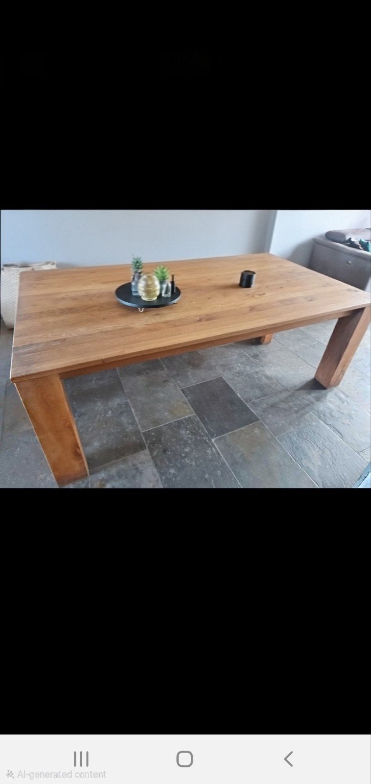 Massief houten eettafel 220x100 cm, Ophalen, Rechthoekig, 200 cm of meer, 50 tot 100 cm