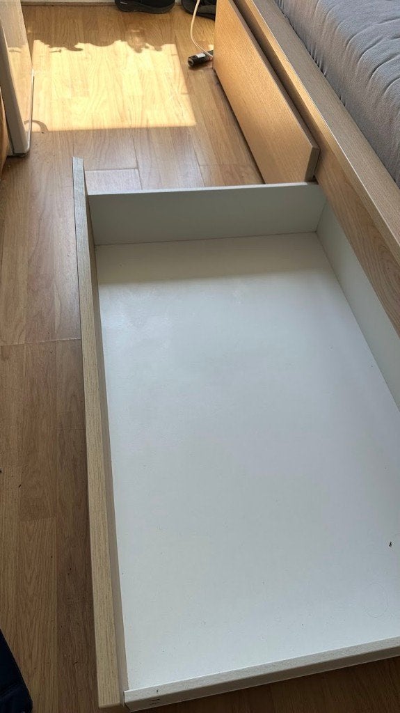 Ikea Malm Bedlade 2x, Ophalen, Gebruikt, Beige, Eikenfineer