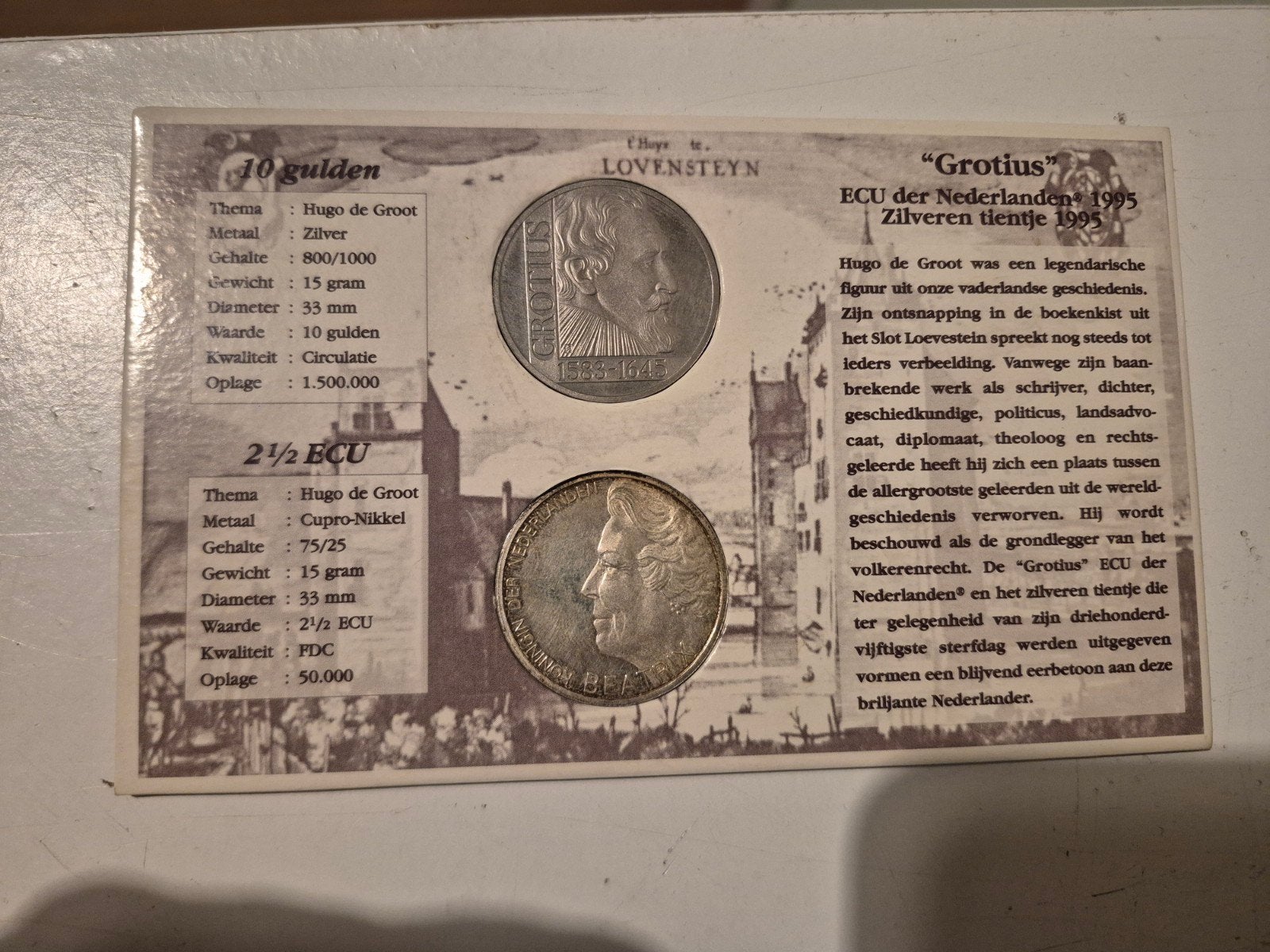 Zilveren Nederlandse munten: 10 gulden en 2 1/2 ECU, Ophalen, Setje, Koningin Beatrix, Zilver