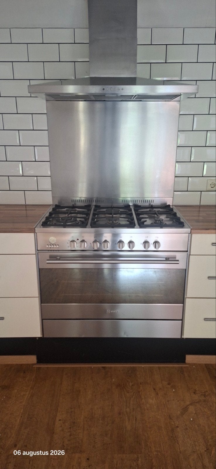 M-System Fornuis met 6-pits gasfornuis en oven,  afzuigkap, Ophalen, Oven, 60 cm of meer, Vrijstaand