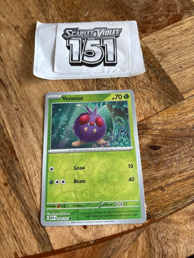Pokémon Venonat 048/165 Scarlet & Violet 151 Kaart, Ophalen of Verzenden, Zo goed als nieuw, Losse kaart