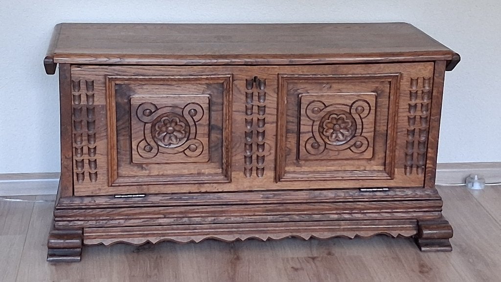 Massief Eiken Dekenkist, Huis en Inrichting, Ophalen, Minder dan 50 cm, Gebruikt, 50 tot 100 cm