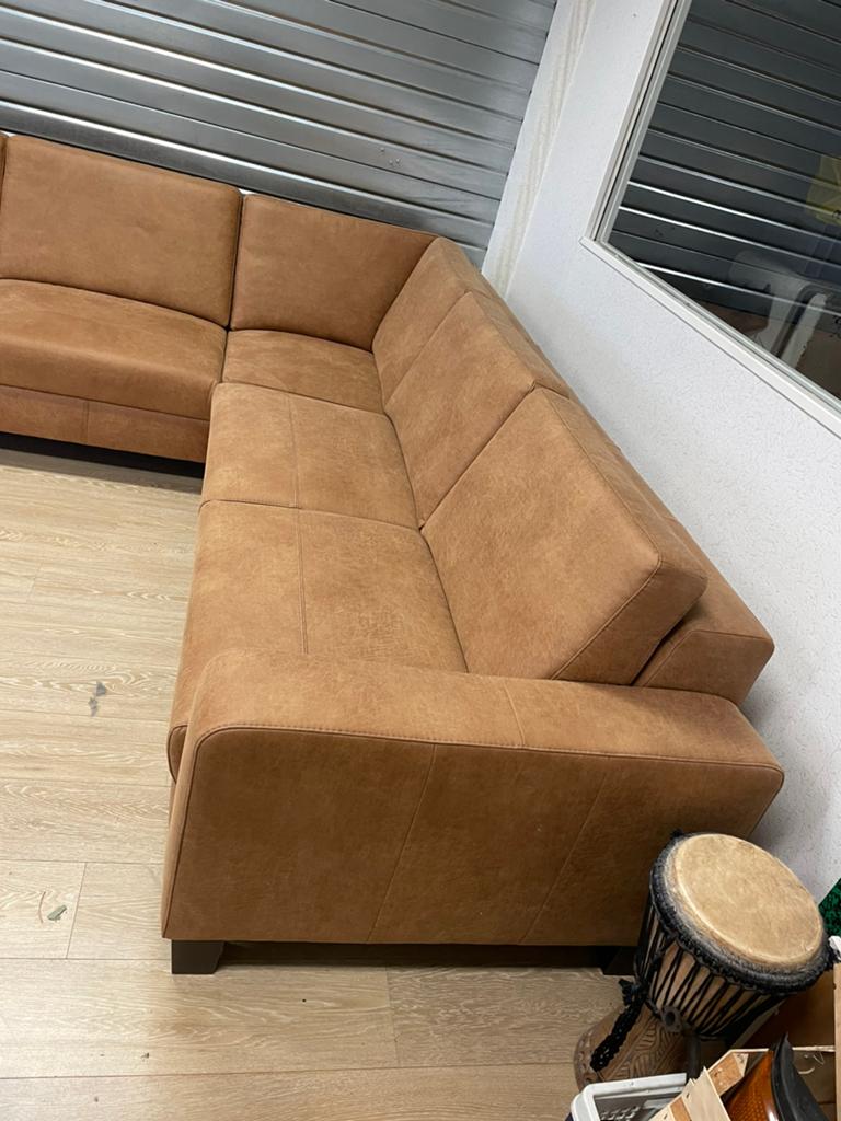 Hoekbankstel als nieuw 950 euro, Ophalen, Zo goed als nieuw, Leer