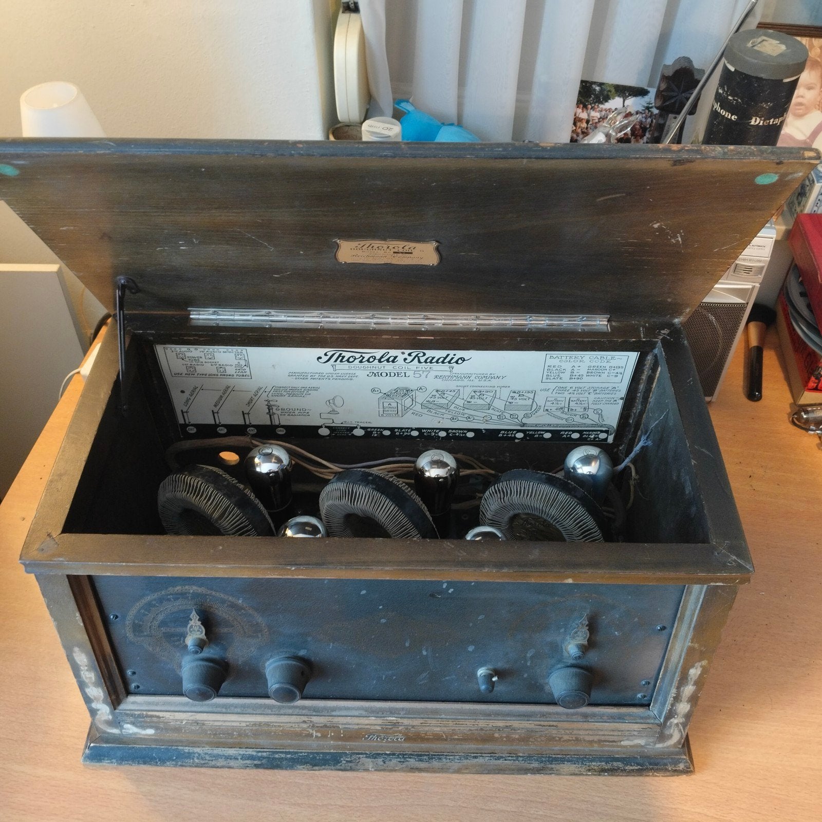 Zeldzame antieke Thorola Model 57 radio uit 1926, Ophalen