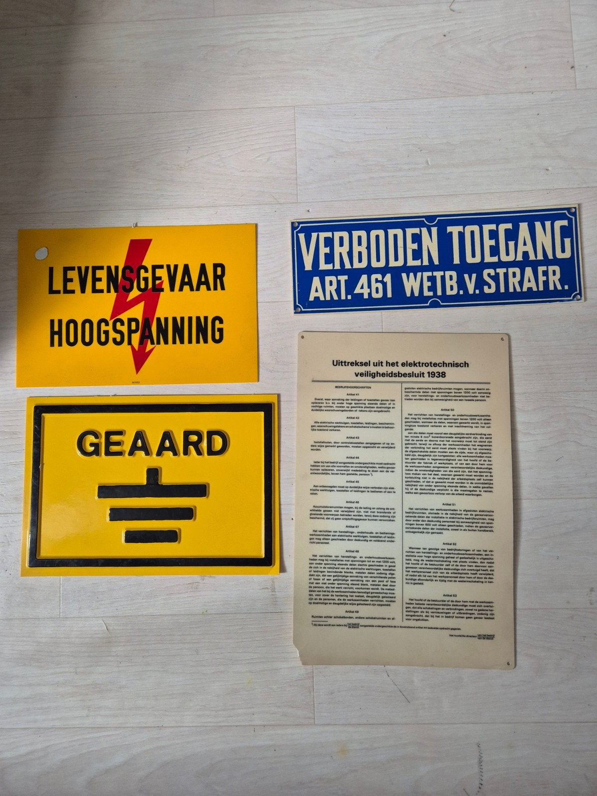 Vintage Verbodsbord en Veiligheidsborden Set, Ophalen of Verzenden