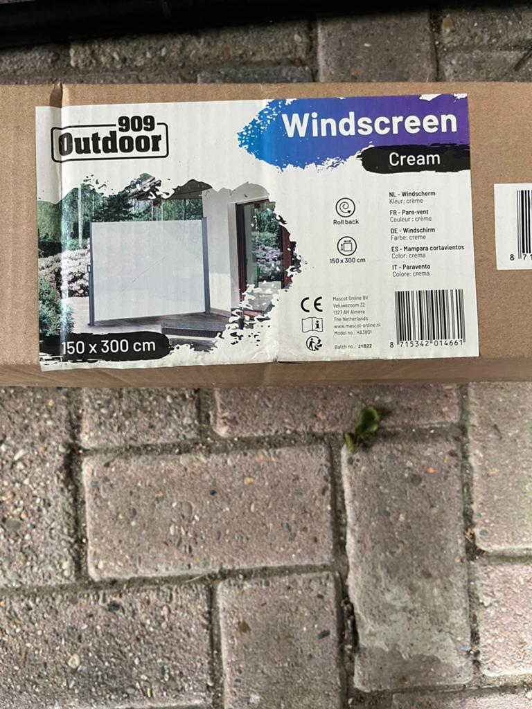 Tuinscherm creme nieuw in doos 150x300, Ophalen, Zo goed als nieuw