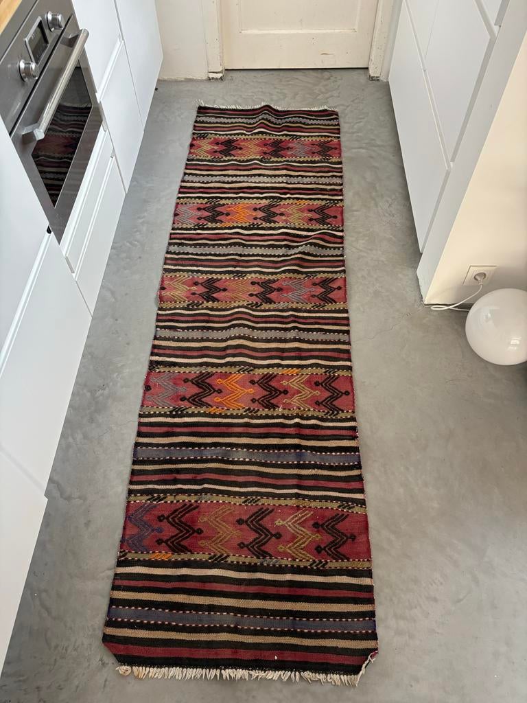 Handgemaakt kelim Vloerkleed wol 240x70 cm - Oosters patroon, Huis en Inrichting, Ophalen, Gebruikt, 200 cm of meer, 50 tot 100 cm