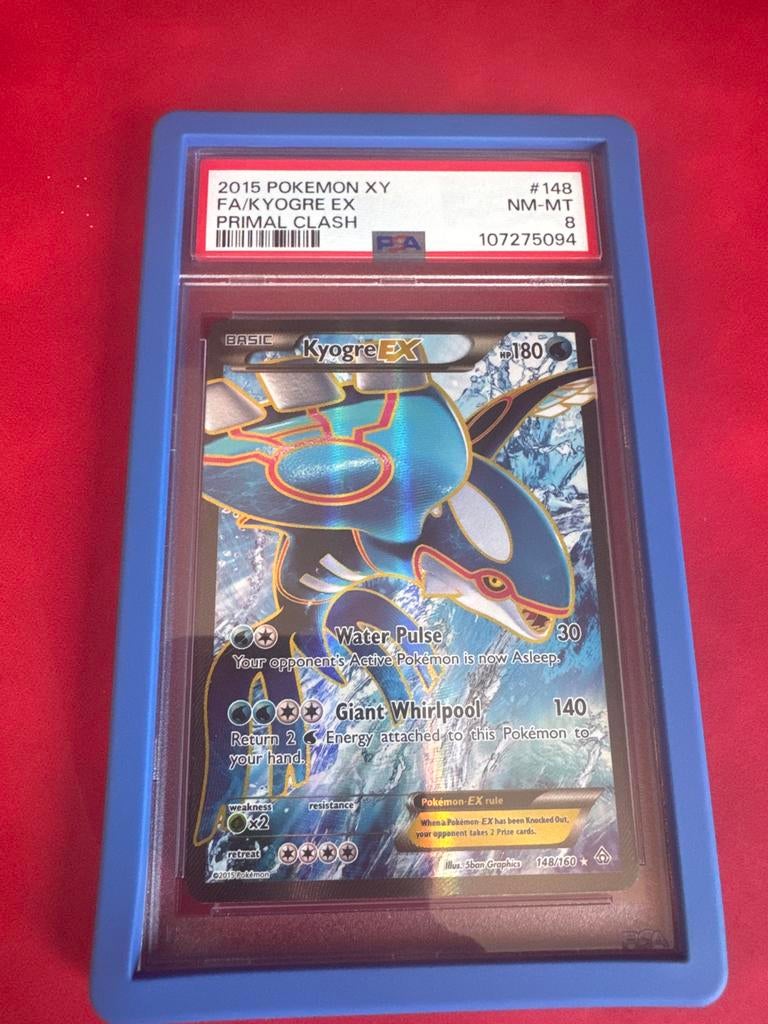 Kyogre EX 148/160 Primal Clash PSA 8 Pokemon Kaart, Ophalen of Verzenden, Zo goed als nieuw, Losse kaart, Foil