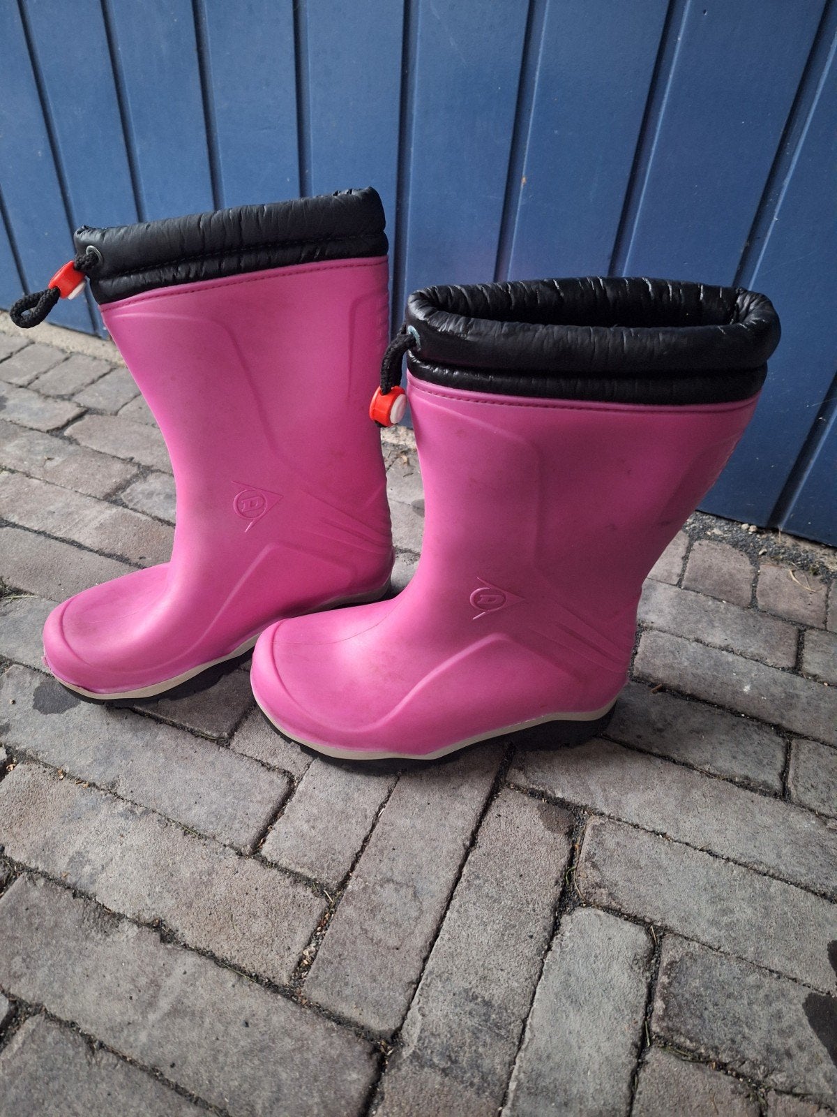 Dunlop roze kinder regenlaarzen met bontvoering- Maat 32, Ophalen, Gebruikt, Meisje, Laarzen