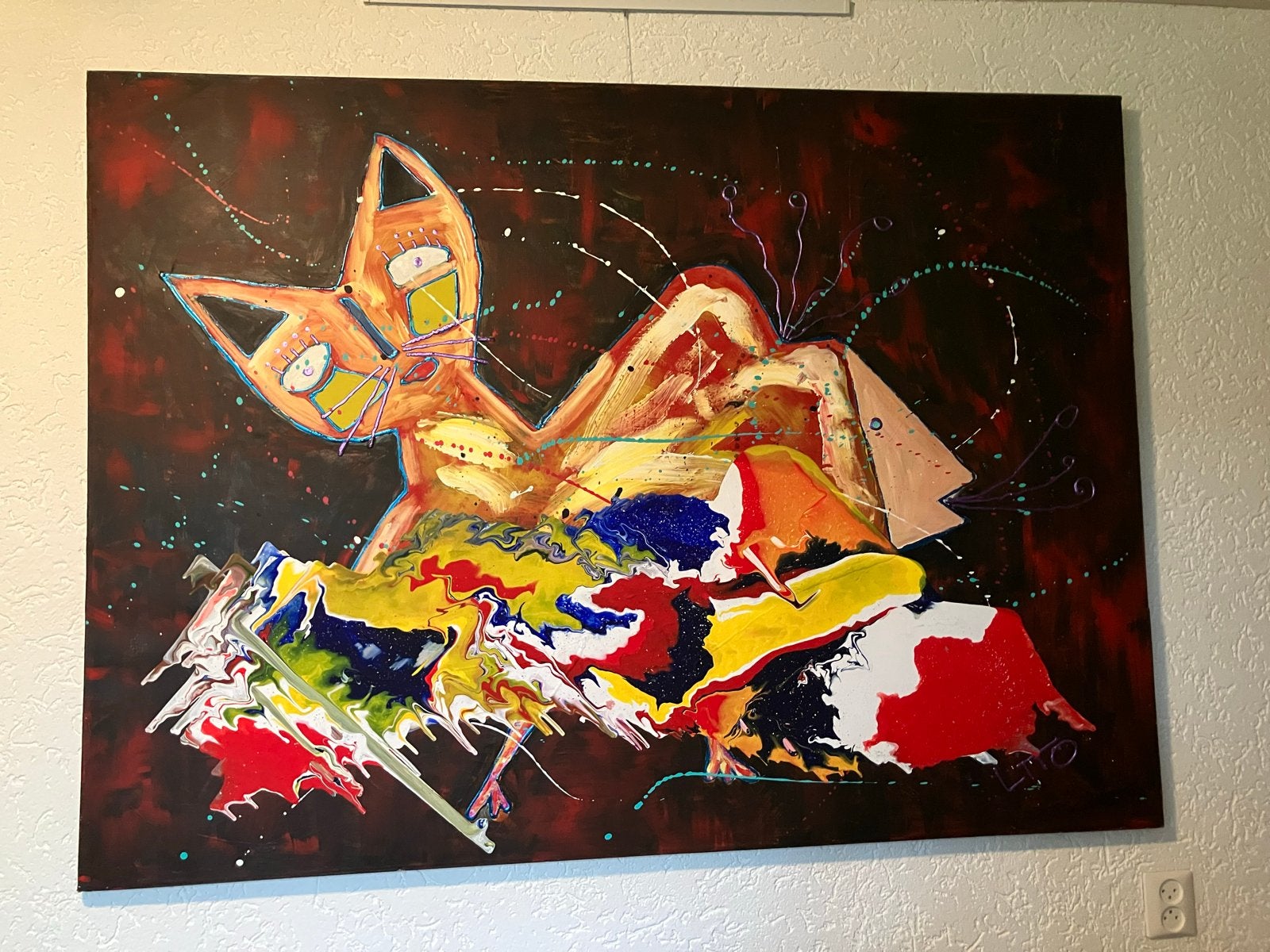 Abstract Kat Schilderij - 160x115 cm, Ophalen