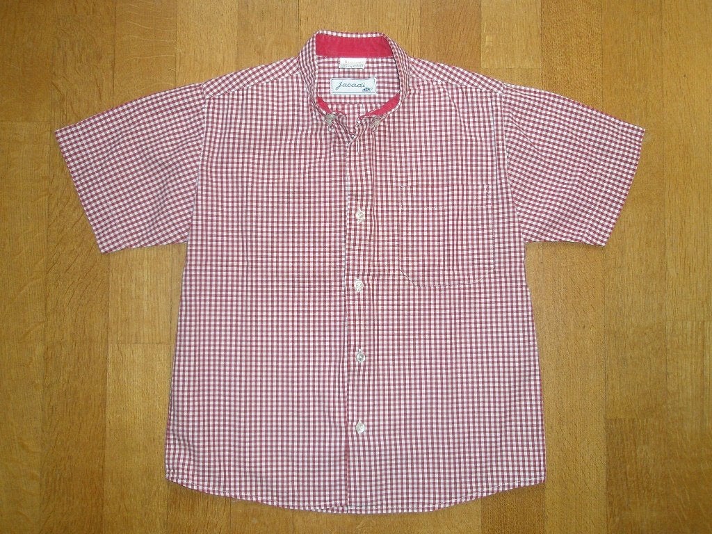 Overhemd Jacadi - maat 128 - bordeaux/wit - ZGAN!, Jacadi, Overhemd of Blouse, Ophalen of Verzenden, Zo goed als nieuw