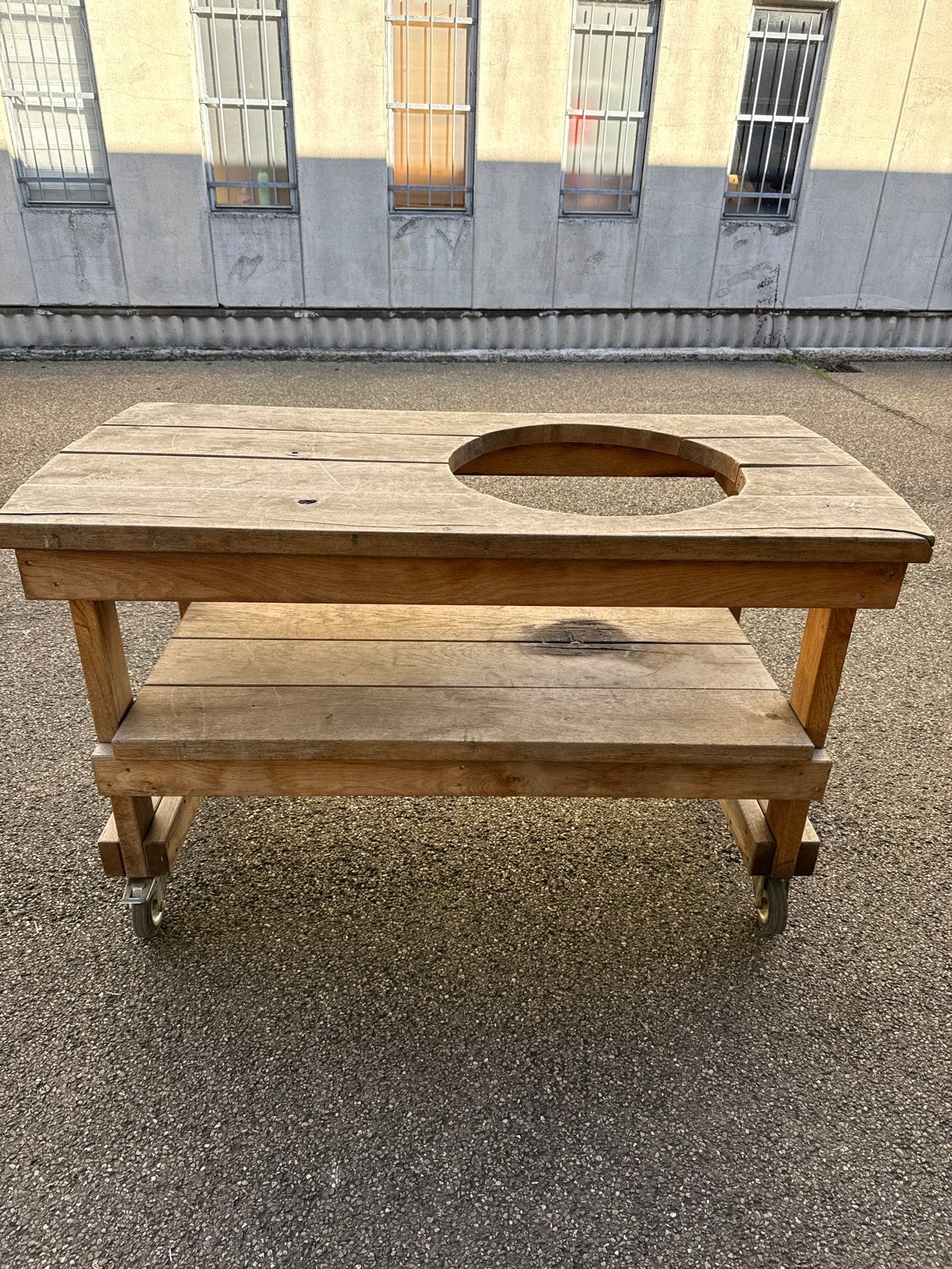 Eikenhouten Big Green Egg tafel (Large), Tuin en Terras, Ophalen of Verzenden, Gebruikt