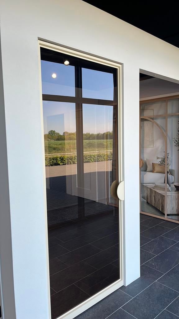 Stalen taatsdeur brons glas ral1015, Ophalen, 225 cm of meer, Overige typen, Zo goed als nieuw