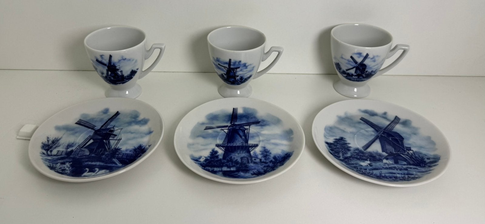 Set Vintage Delftsblauw molen kop en schotel mini kopje, Antiek en Kunst, Ophalen of Verzenden