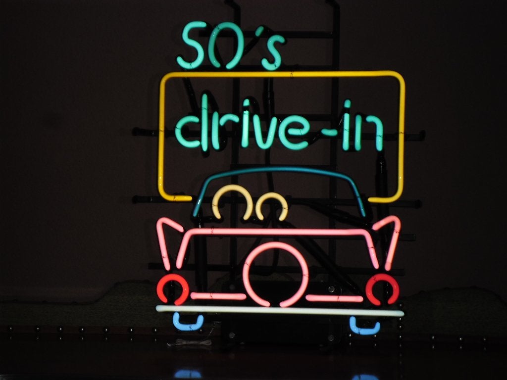 50 's DRIVE-IN neonverlichting neon lamp fifties sixties, Verzamelen, Merken en Reclamevoorwerpen, Ophalen, Zo goed als nieuw
