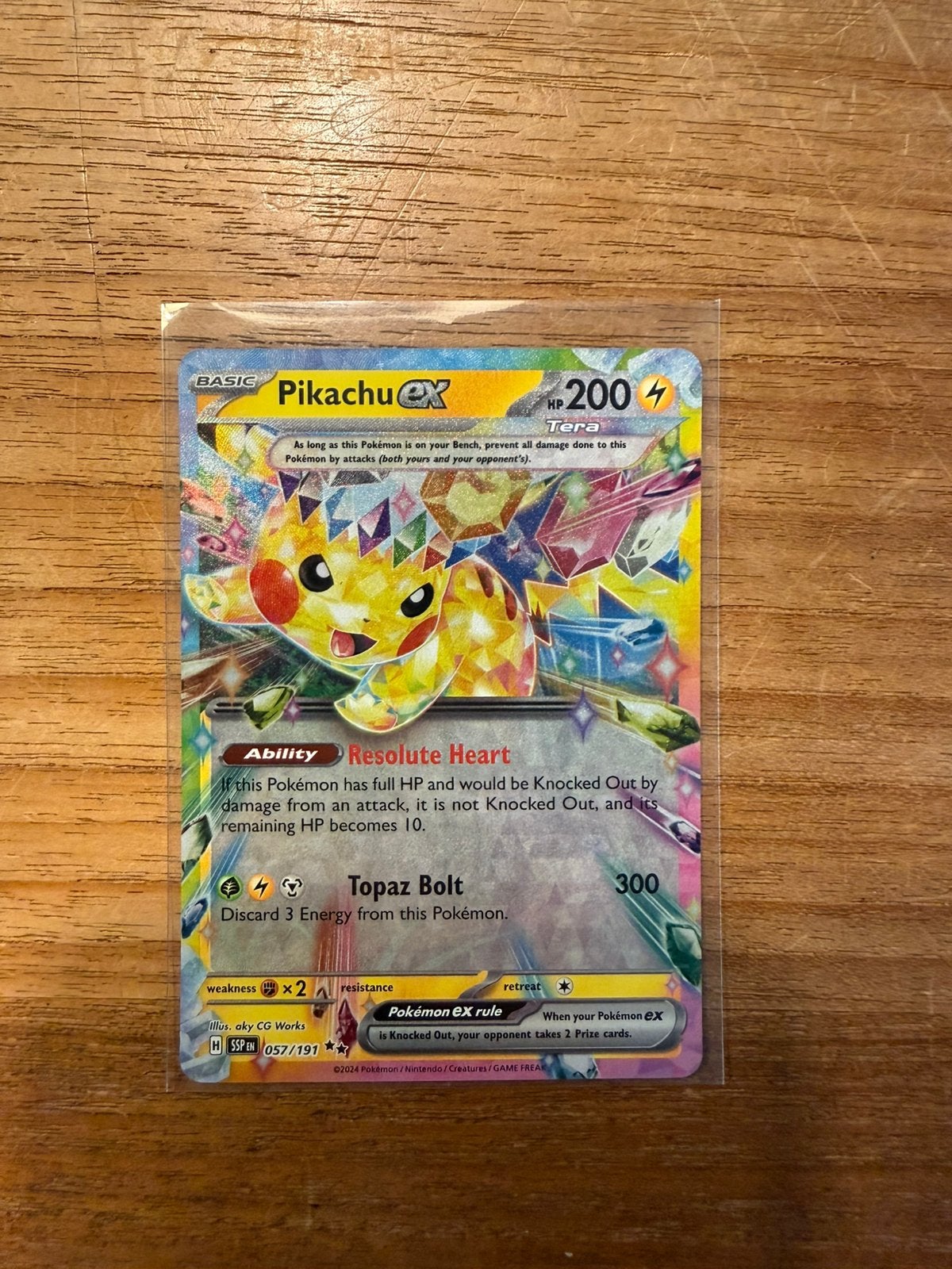 Pikachu EX 57 Surging Sparks, Ophalen of Verzenden, Nieuw, Losse kaart, Foil