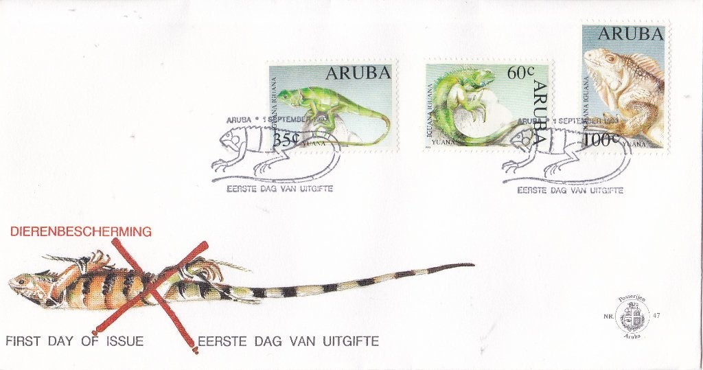 Aruba – FDC E47 - Bedreigde diersoorten, Verzenden, Onbeschreven, Rest van de wereld