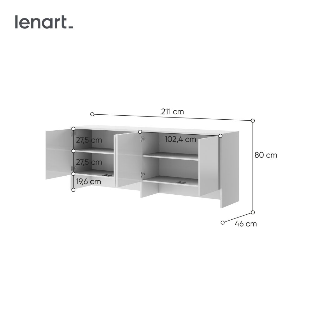 Concept opzetkast (80 cm hoog) - Wit hoogglans, Niet ingevuld, Niet ingevuld, Niet ingevuld