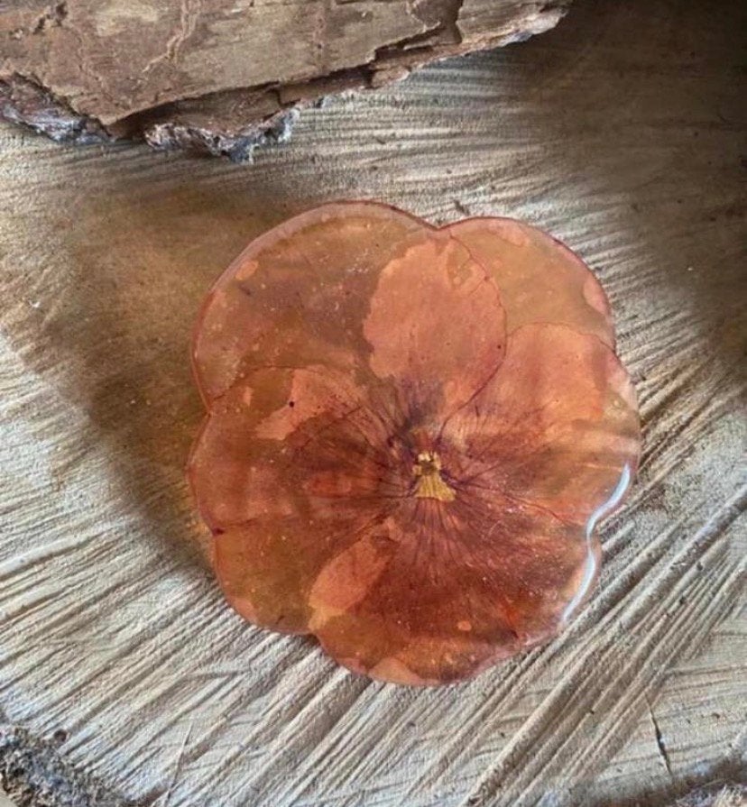 Vintage bloem broche, Overige materialen, 4 tot 7 cm, Bruin, Ophalen of Verzenden