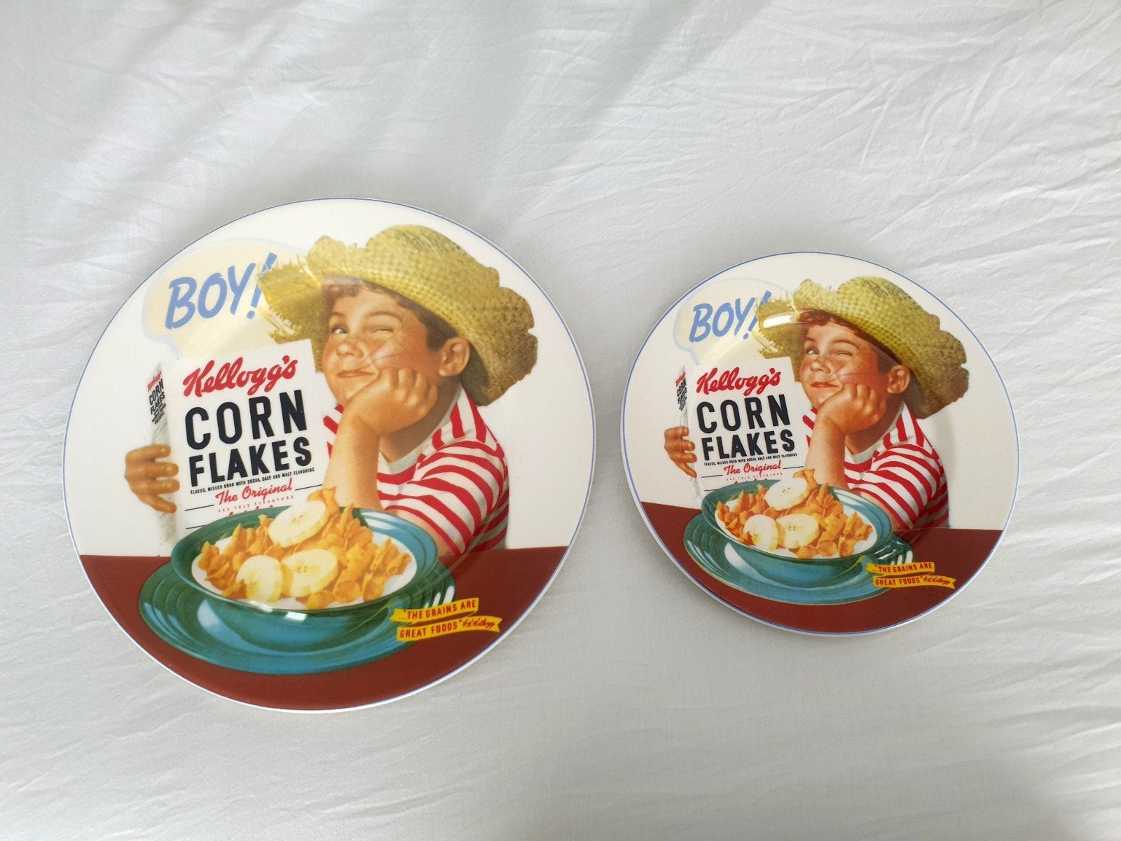 Vintage Kellogg's Corn Flakes borden set BoY, Gebruikt, Overige merken, Keramiek, Vintage